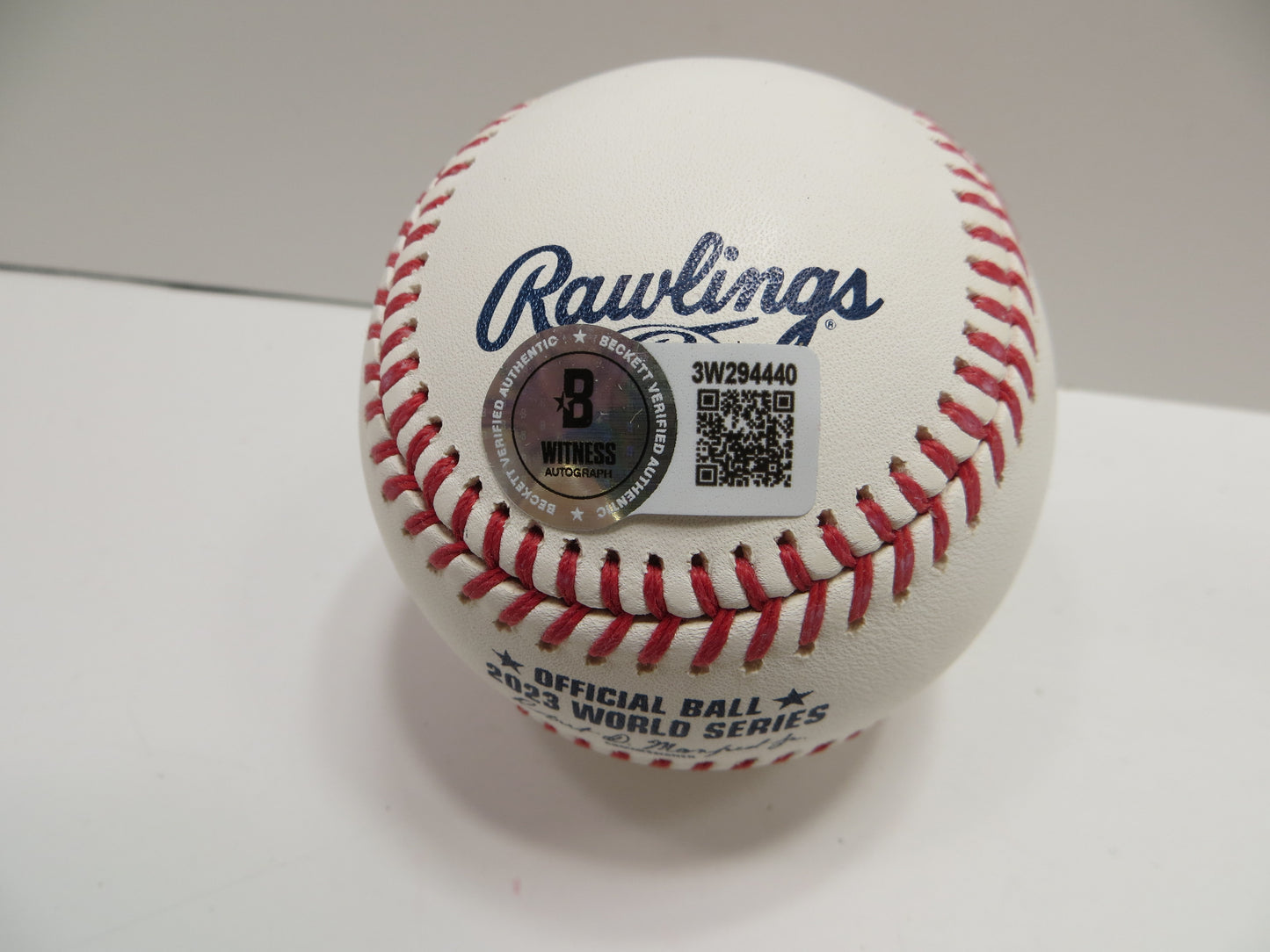 JOSH SMITH TEXAS RANGERS SIGNED OFFICIAL 2023 WORLD SERIES BASEBALL w/INSC BAS