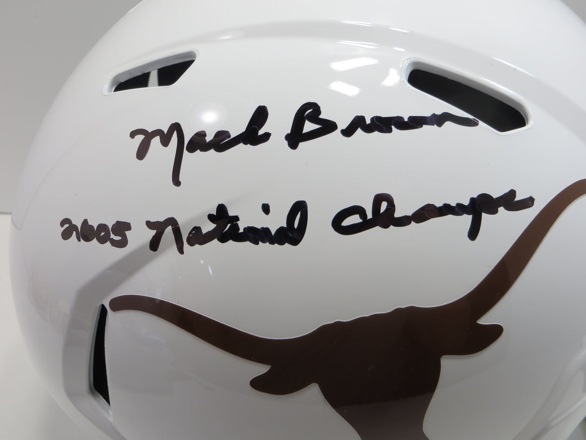 MACK BROWN SIGNED TEXAS LONGHORNS RIDDELL FULL SIZE HELMET w/2005Champs BAS