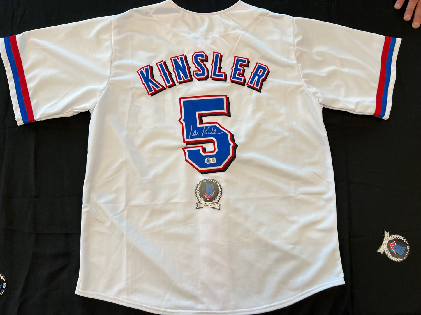 IAN KINSLER TEXAS RANGERS SIGNED WHITE JERSEY BAS COA