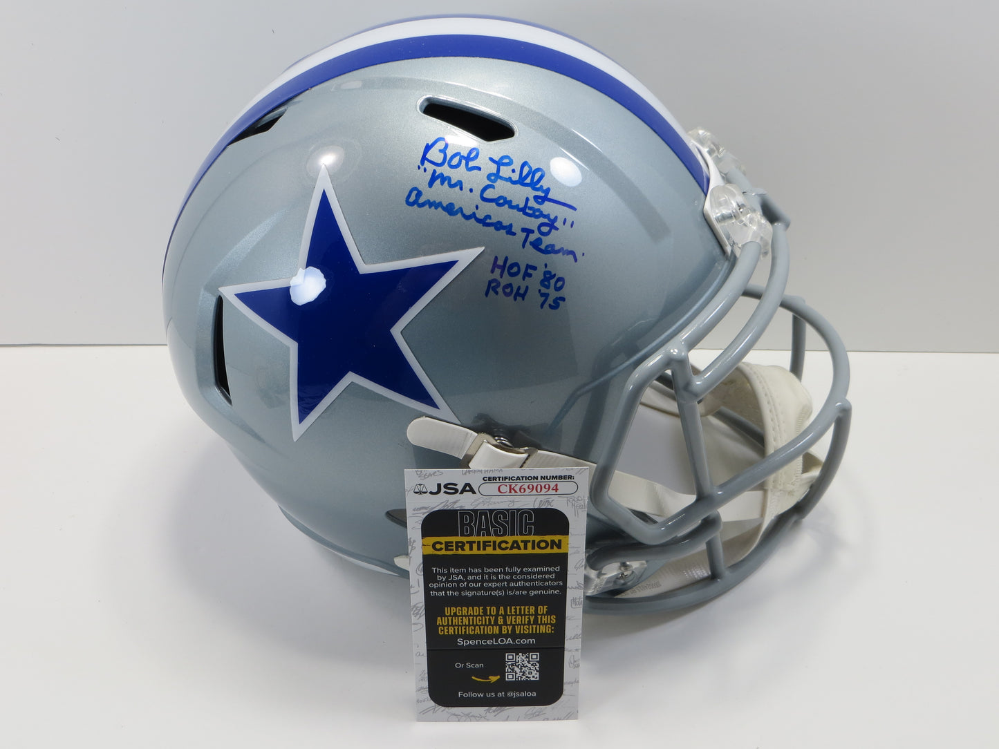 BOB LILLY SIGNED DALLAS COWBOYS Throwback FULL SIZE HELMET w/4INSC JSA