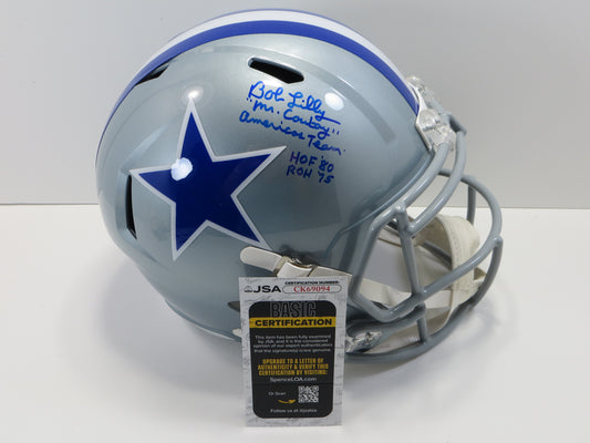BOB LILLY SIGNED DALLAS COWBOYS Throwback FULL SIZE HELMET w/4INSC JSA