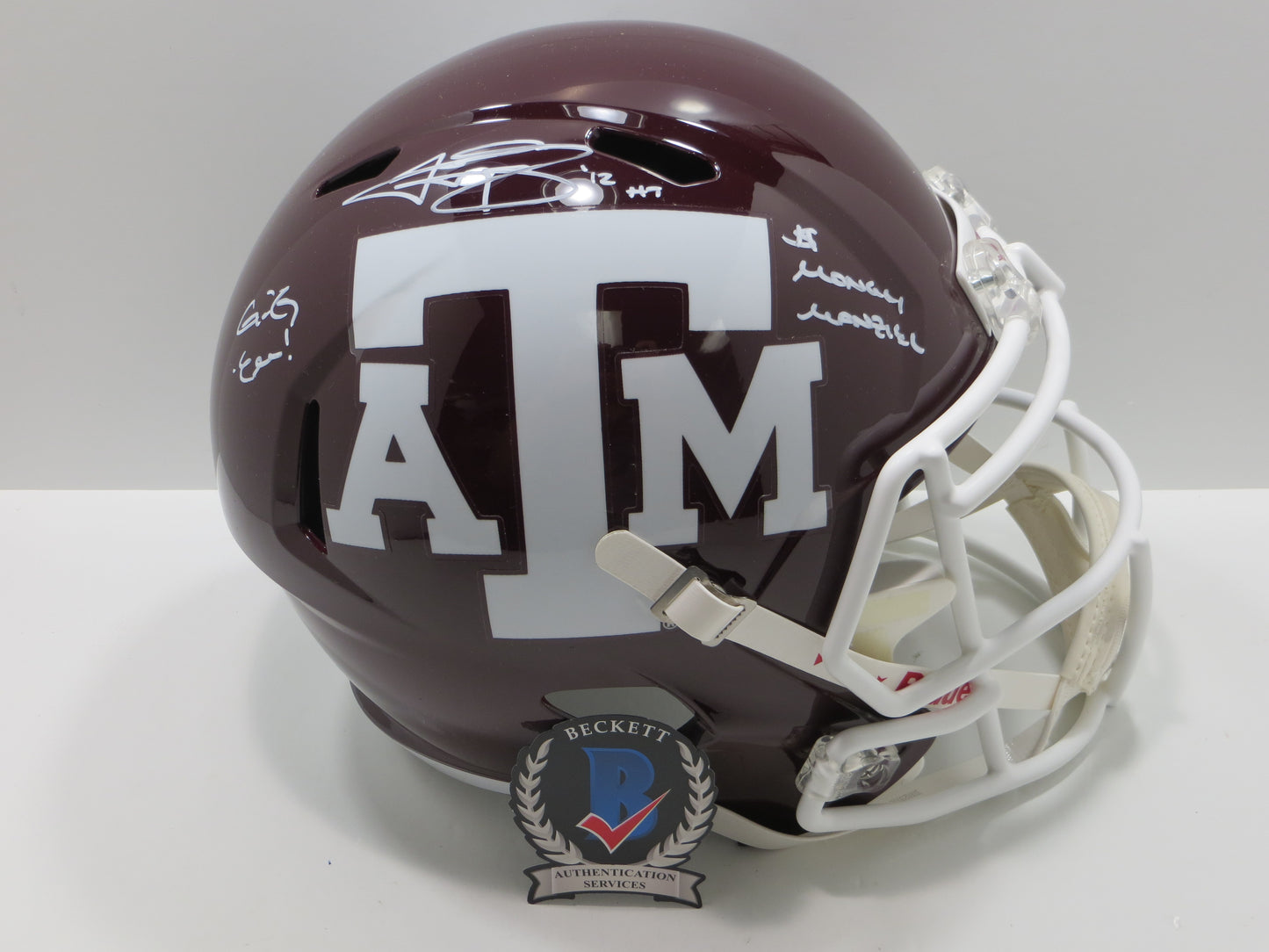 JOHNNY MANZIEL SIGNED TEXAS A&M AGGIES FULL SIZE HELMET w/MONEY BAS COA
