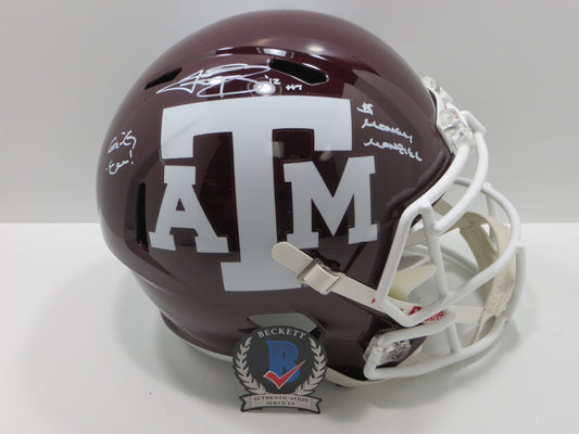 JOHNNY MANZIEL SIGNED TEXAS A&M AGGIES FULL SIZE HELMET w/MONEY BAS COA