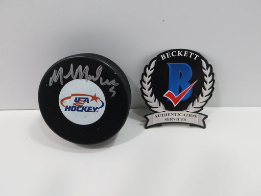 MIKE MODANO TEAM USA SIGNED HOCKEY PUCK Dallas Stars Red Wings North Stars BAS