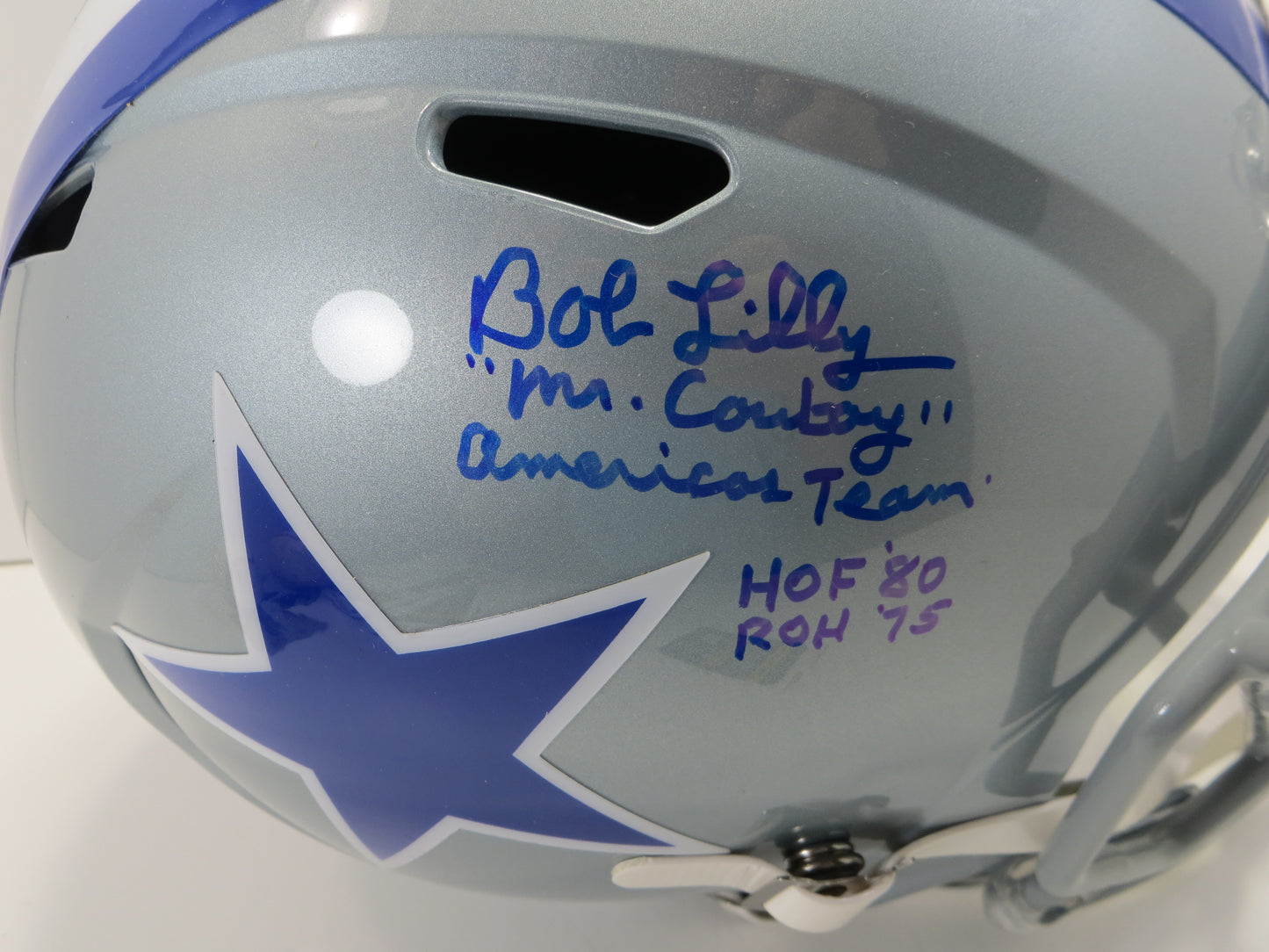 BOB LILLY SIGNED DALLAS COWBOYS Throwback FULL SIZE HELMET w/4INSC JSA