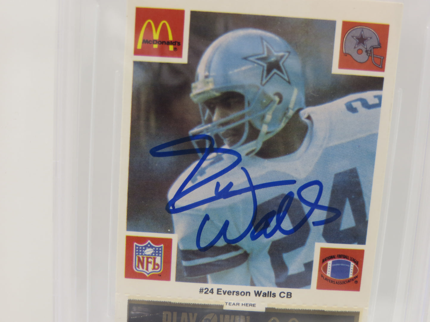 EVERSON WALLS SIGNED 1986 McDONALDs DALLAS COWBOYS BGS BAS SLAB AUTO 10