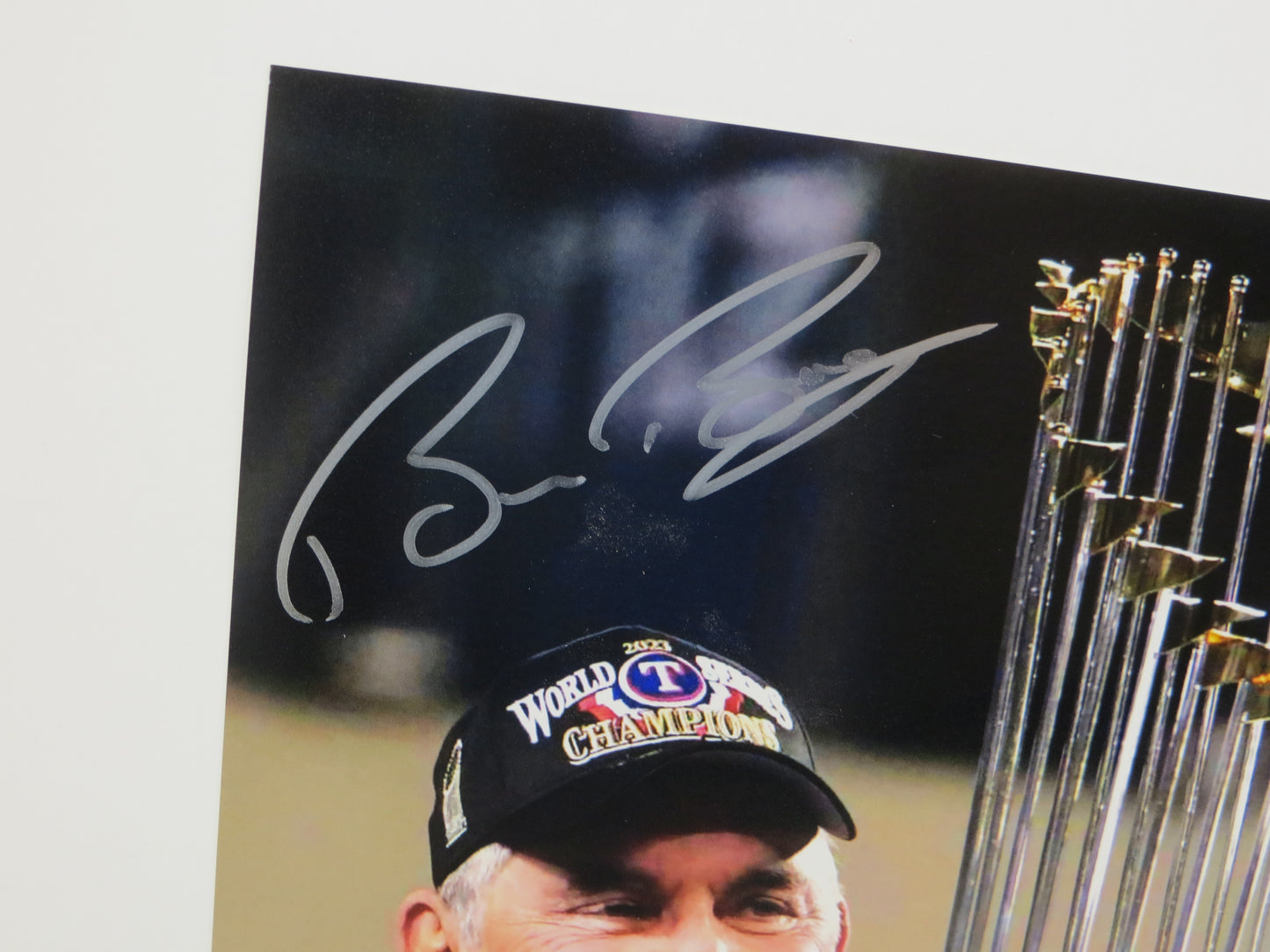 BRUCE BOCHY Texas Rangers SIGNED World Champs 8x10 PHOTO Giants Padres JSA COA