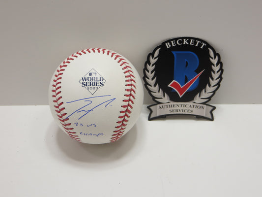 JOSH SMITH TEXAS RANGERS SIGNED OFFICIAL 2023 WORLD SERIES BASEBALL w/INSC BAS