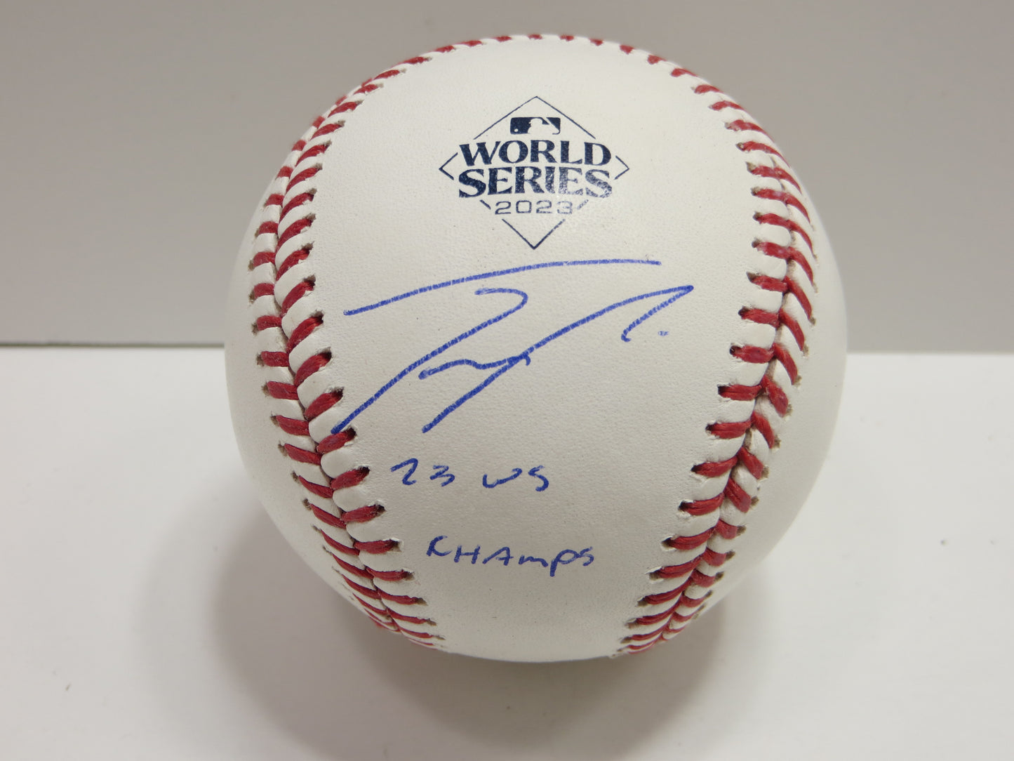 JOSH SMITH TEXAS RANGERS SIGNED OFFICIAL 2023 WORLD SERIES BASEBALL w/INSC BAS