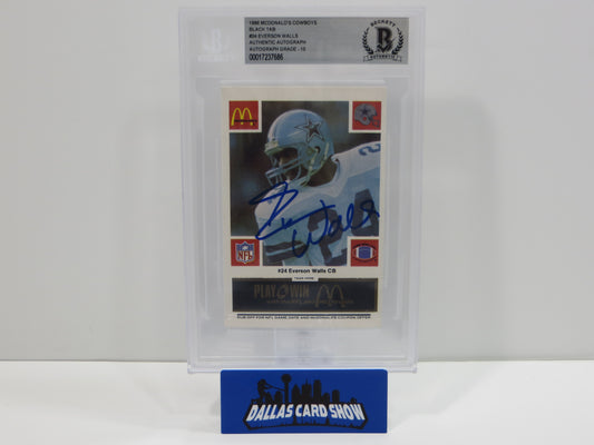 EVERSON WALLS SIGNED 1986 McDONALDs DALLAS COWBOYS BGS BAS SLAB AUTO 10