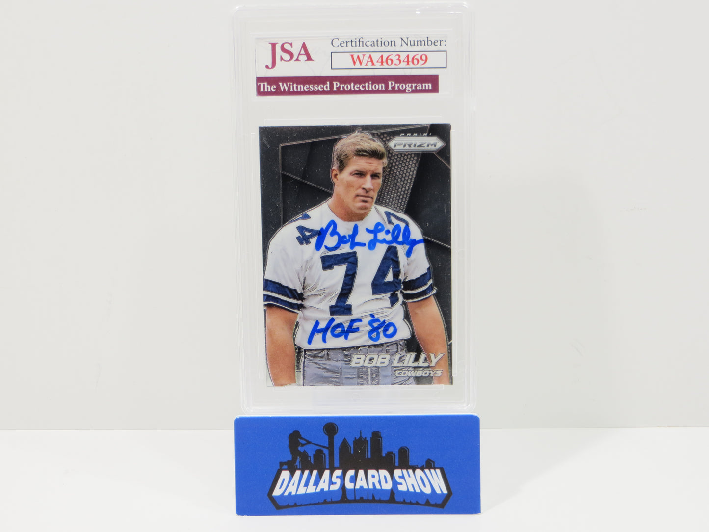BOB LILLY SIGNED 2014 PANINI PRIZM Football Card #26 JSA SLAB Authentic AUTO