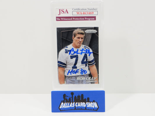 BOB LILLY SIGNED 2014 PANINI PRIZM Football Card #26 JSA SLAB Authentic AUTO