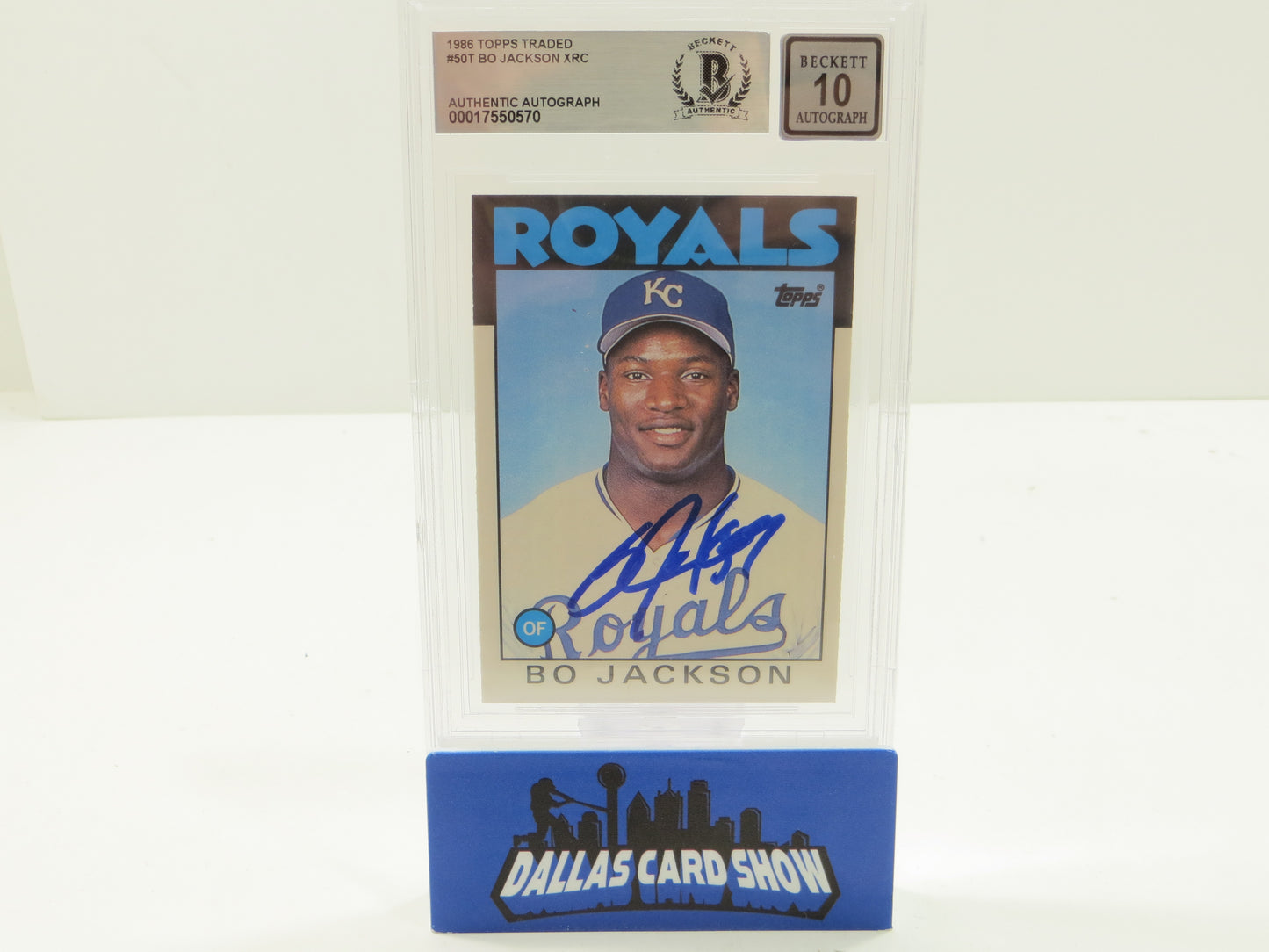 BO JACKSON SIGNED 1986 TOPPS TRADED #50T KC ROYALS BGS BAS SLAB AUTO 10