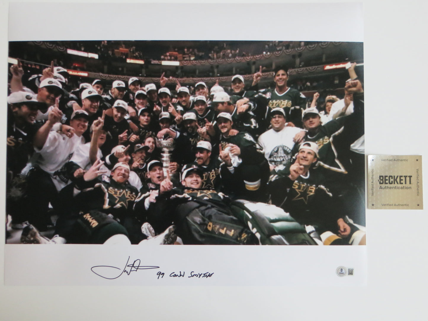 JOE NIEUWENDYK DALLAS STARS SIGNED Stanley Cup 16x20 w/99 CONN SMYTHE BAS
