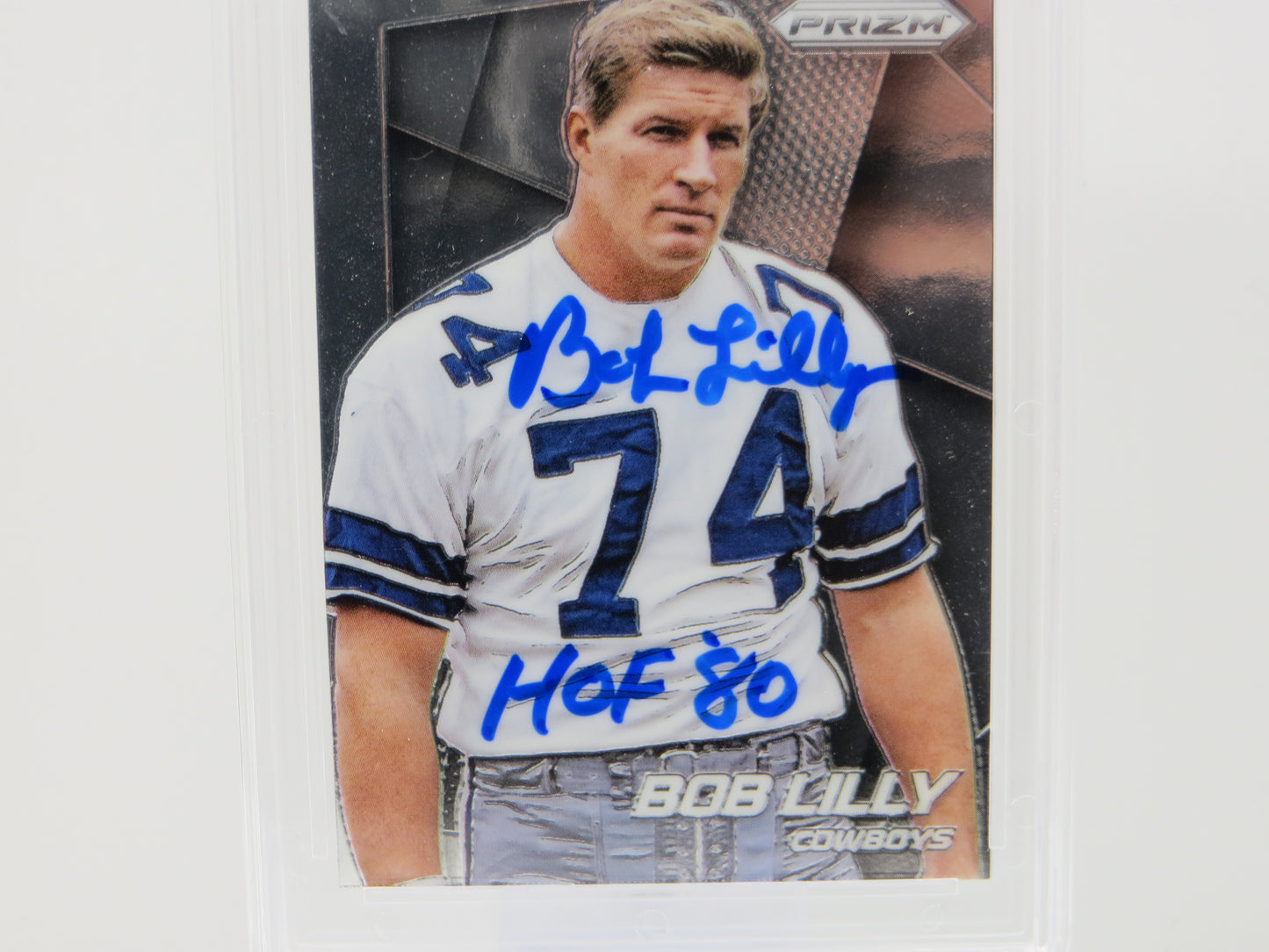 BOB LILLY SIGNED 2014 PANINI PRIZM Football Card #26 JSA SLAB Authentic AUTO