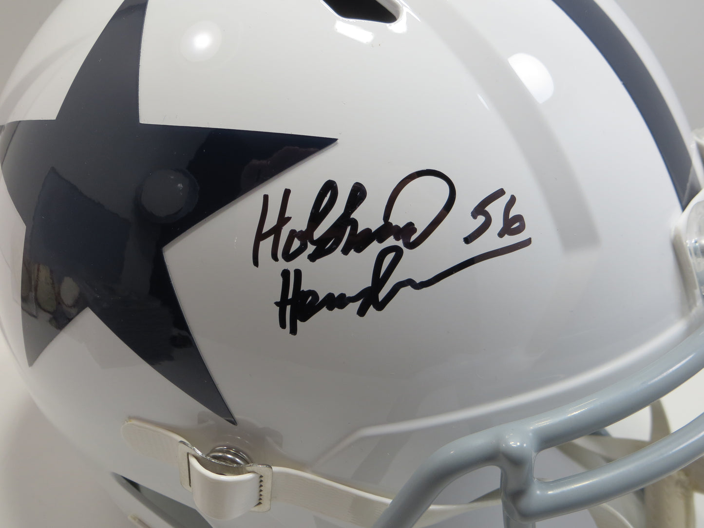 THOMAS HOLLYWOOD HENDERSON SIGNED DALLAS COWBOYS FULL SIZE WHITE THROWBACK HELMET BAS
