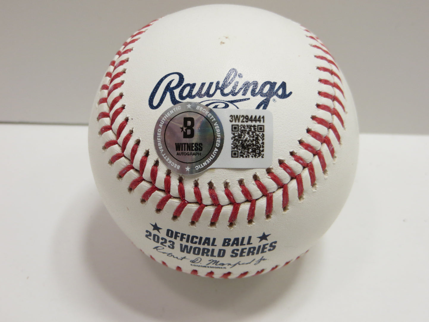 JOSH SMITH TEXAS RANGERS SIGNED OFFICIAL 2023 WORLD SERIES BASEBALL w/INSC BAS