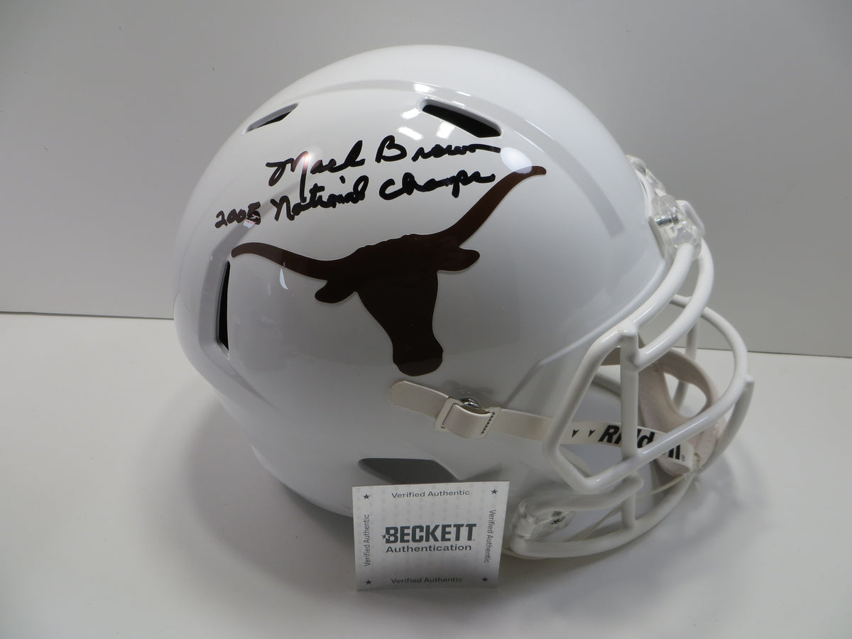 MACK BROWN SIGNED TEXAS LONGHORNS RIDDELL FULL SIZE HELMET w/2005Champs BAS