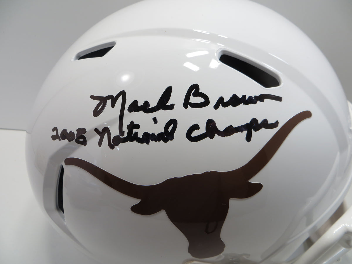 MACK BROWN SIGNED TEXAS LONGHORNS RIDDELL FULL SIZE HELMET w/2005Champs BAS