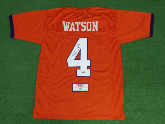 DESHAUN WATSON Clemson Tigers SIGNED FOOTBALL JERSEY XL Texans Browns TRISTAR