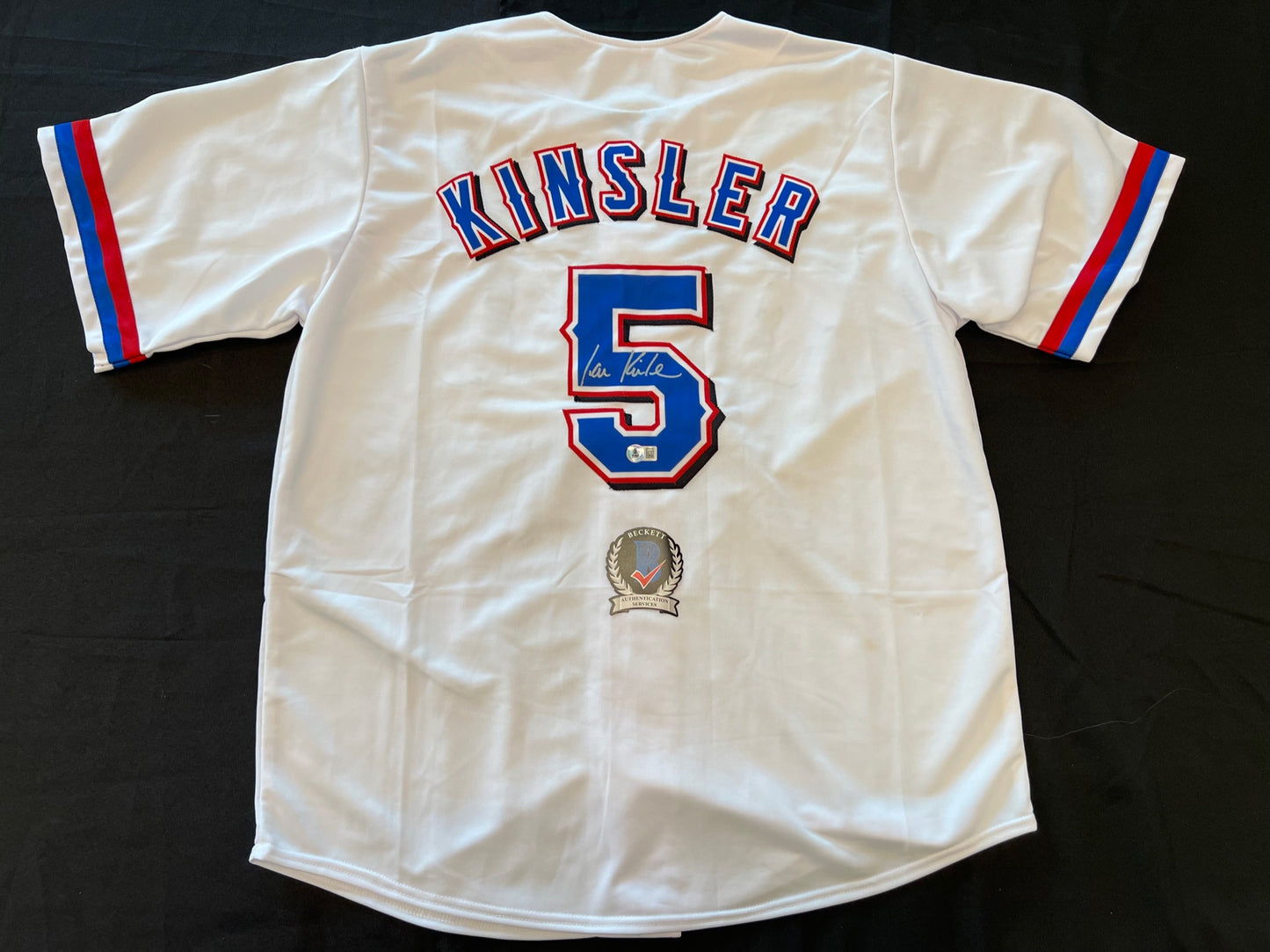 IAN KINSLER TEXAS RANGERS SIGNED WHITE JERSEY BAS COA