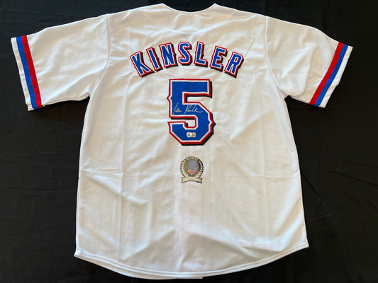 IAN KINSLER TEXAS RANGERS SIGNED WHITE JERSEY BAS COA