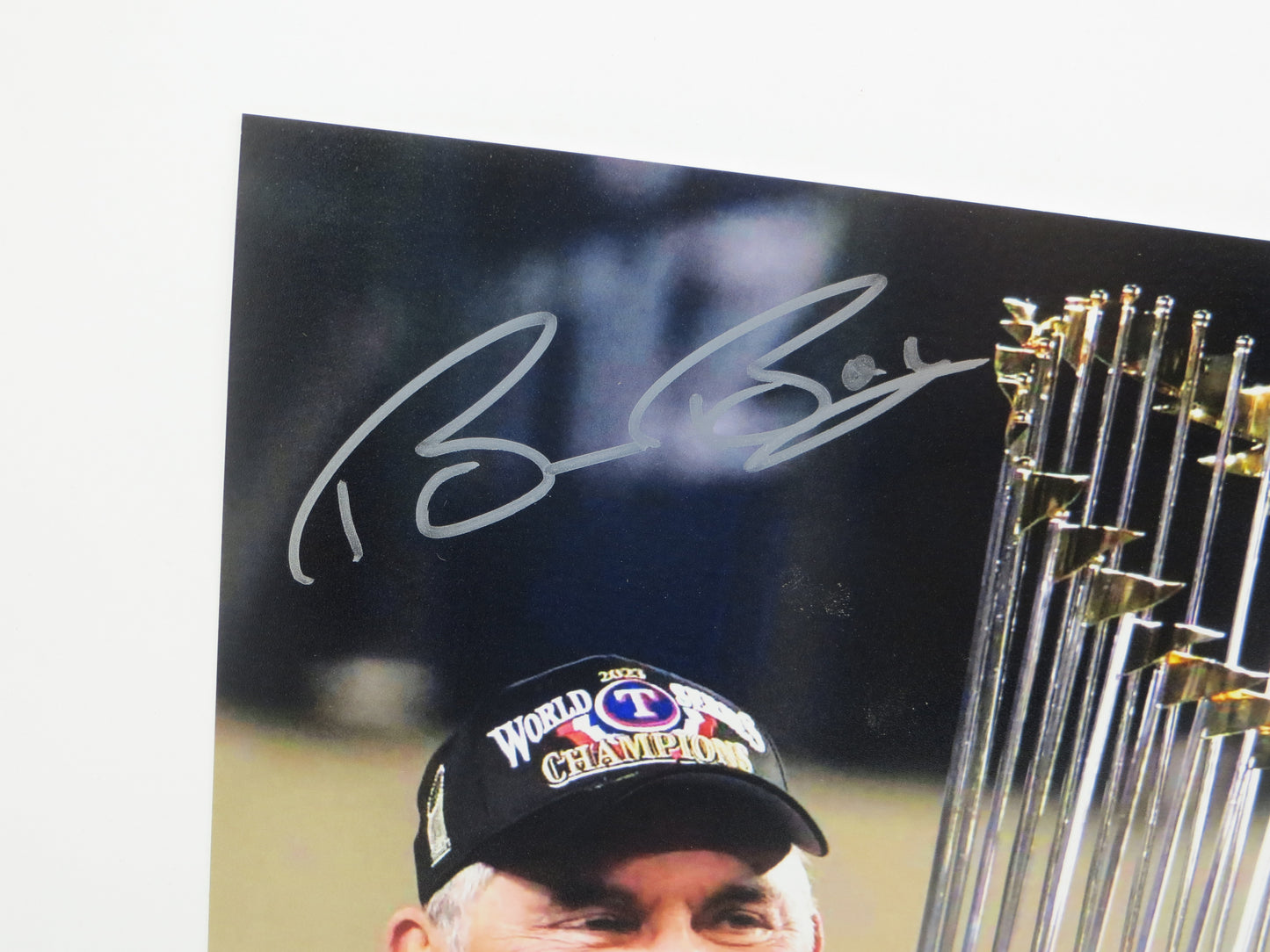 BRUCE BOCHY Texas Rangers SIGNED World Champs 8x10 PHOTO Giants Padres JSA COA