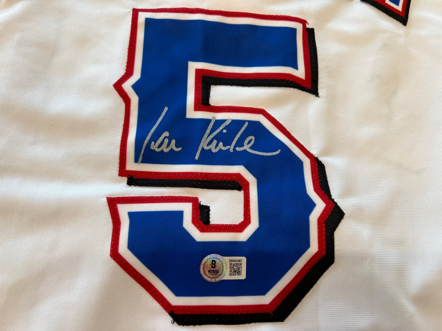 IAN KINSLER TEXAS RANGERS SIGNED WHITE JERSEY BAS COA