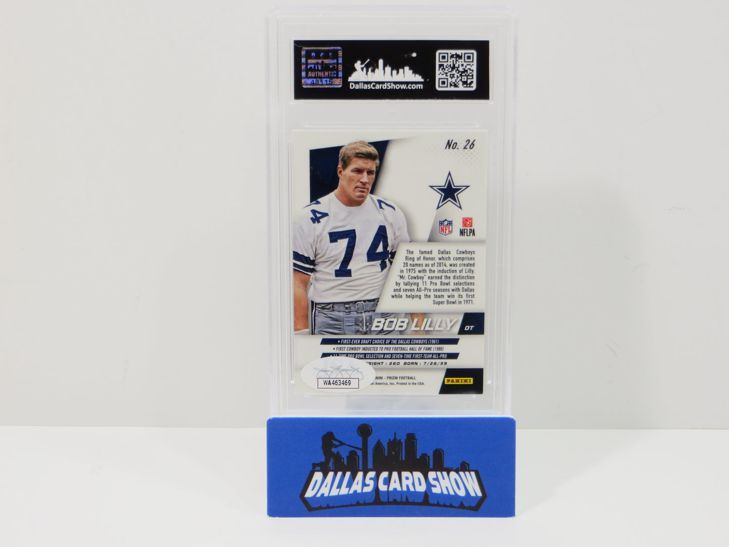 BOB LILLY SIGNED 2014 PANINI PRIZM Football Card #26 JSA SLAB Authentic AUTO