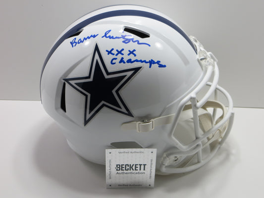 BARRY SWITZER SIGNED DALLAS COWBOYS ALT FULL SIZE HELMET w/XXX Sooners BAS