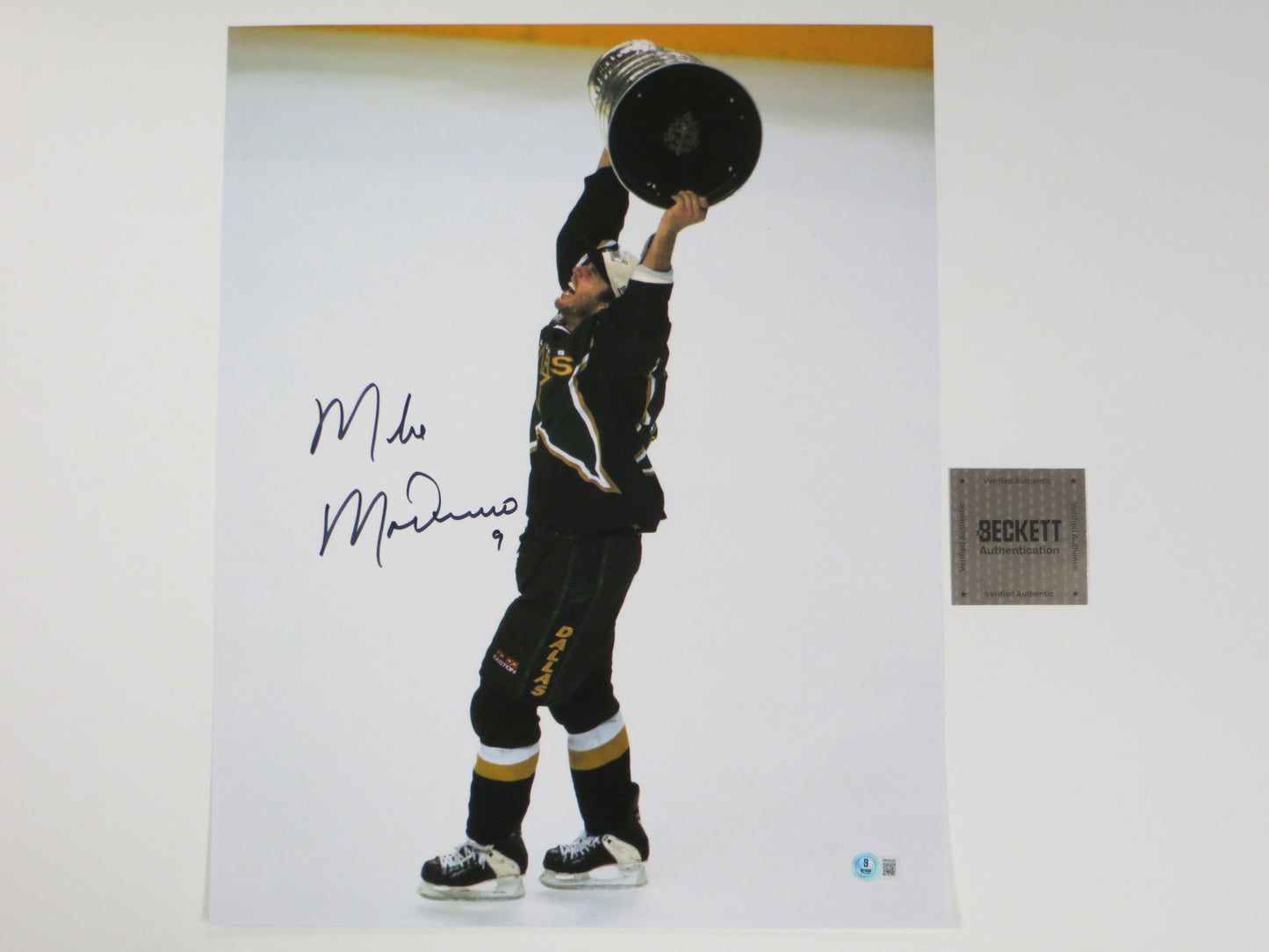 MIKE MODANO Dallas Stars SIGNED Stanley Cup 16x20 PHOTO Minnesota North Stars BAS