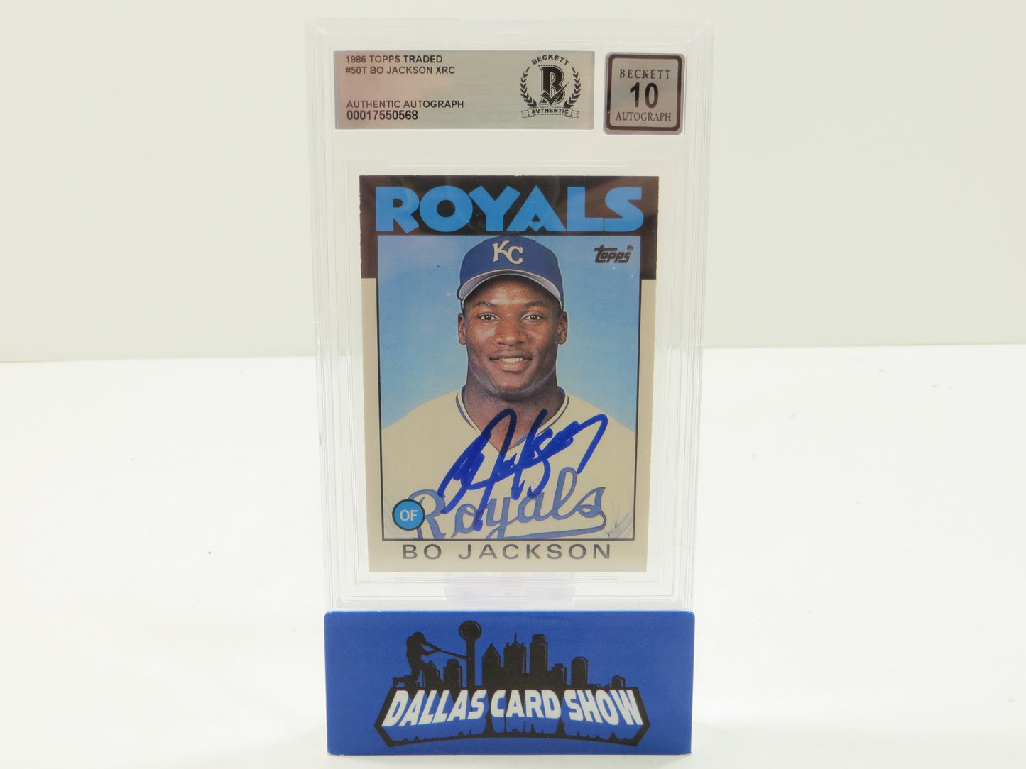 BO JACKSON SIGNED 1986 TOPPS TRADED #50T KC ROYALS BGS BAS SLAB AUTO 10