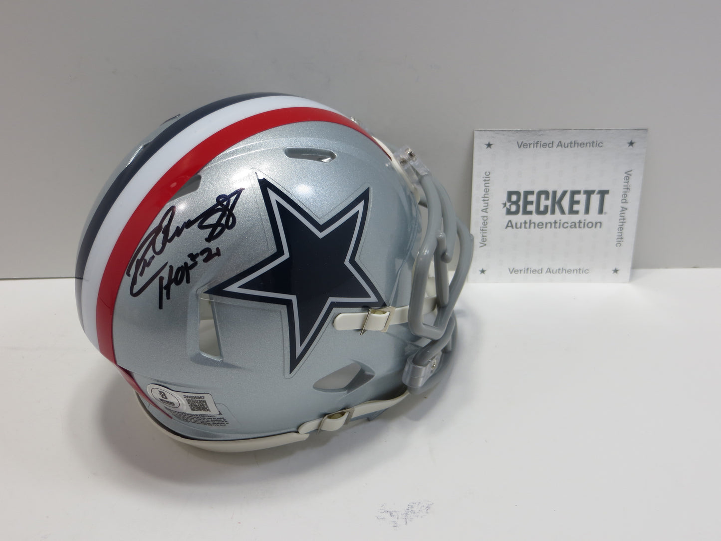 DREW PEARSON DALLAS COWBOYS SIGNED 1976 Mini Helmet w/HOF 21 BAS COA