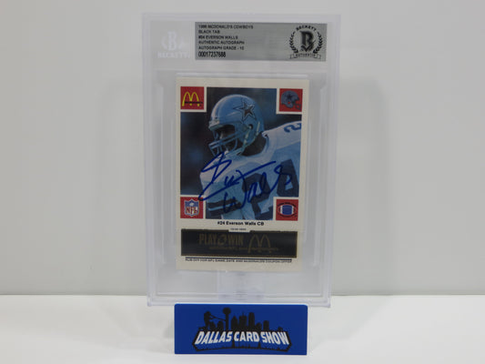 EVERSON WALLS SIGNED 1986 McDONALDs DALLAS COWBOYS BGS BAS SLAB AUTO 10