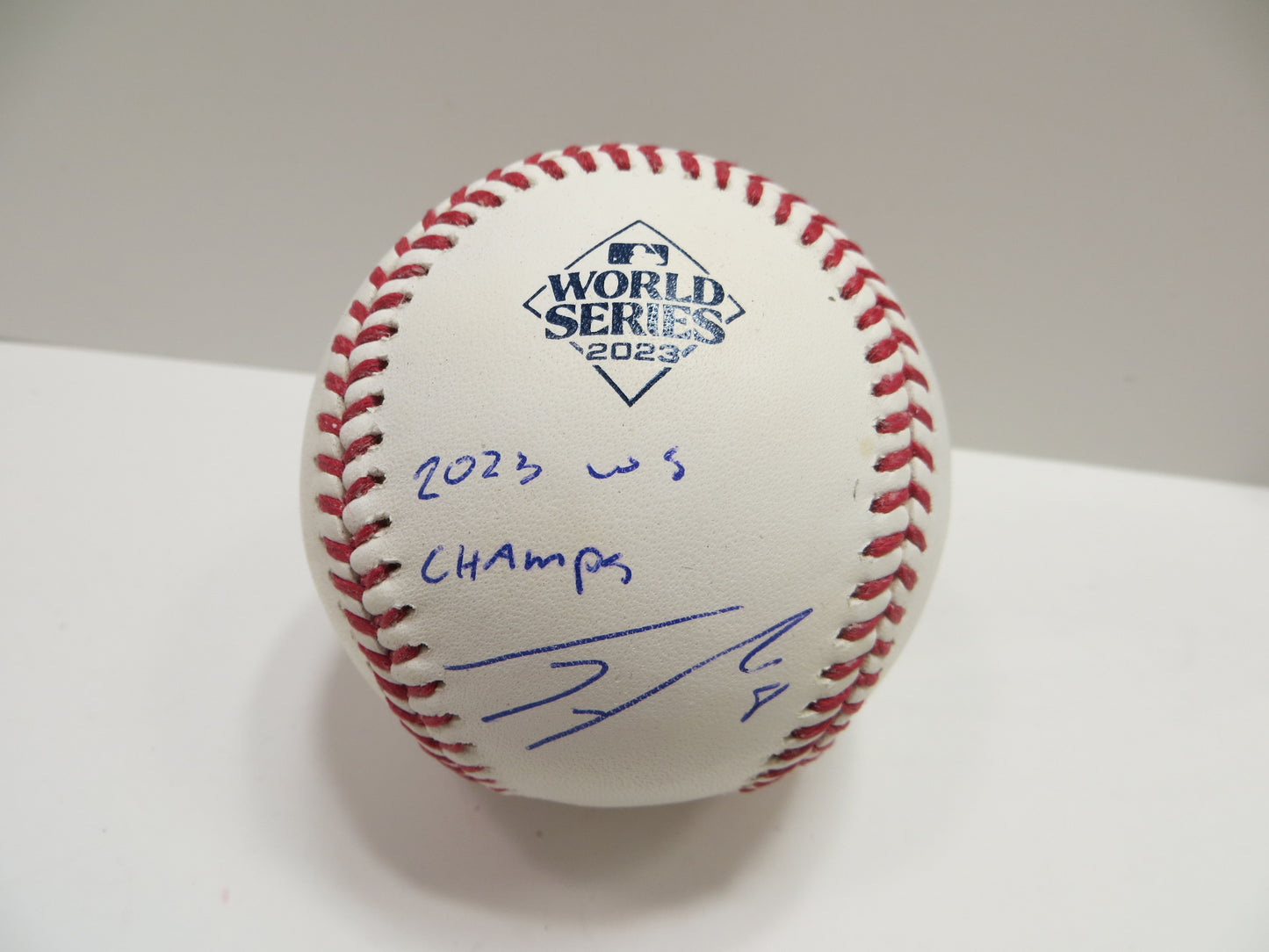 JOSH SMITH TEXAS RANGERS SIGNED OFFICIAL 2023 WORLD SERIES BASEBALL w/INSC BAS