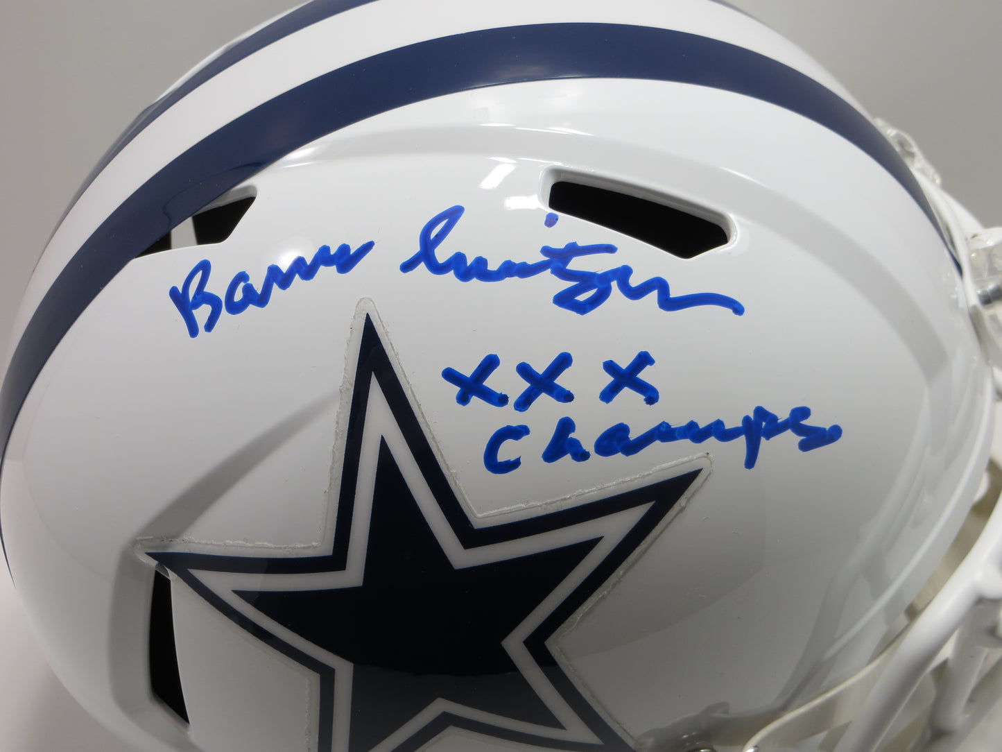 BARRY SWITZER SIGNED DALLAS COWBOYS ALT FULL SIZE HELMET w/XXX Sooners BAS