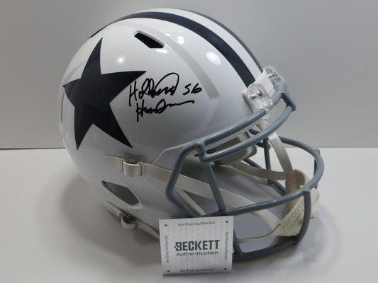 THOMAS HOLLYWOOD HENDERSON SIGNED DALLAS COWBOYS FULL SIZE WHITE THROWBACK HELMET BAS