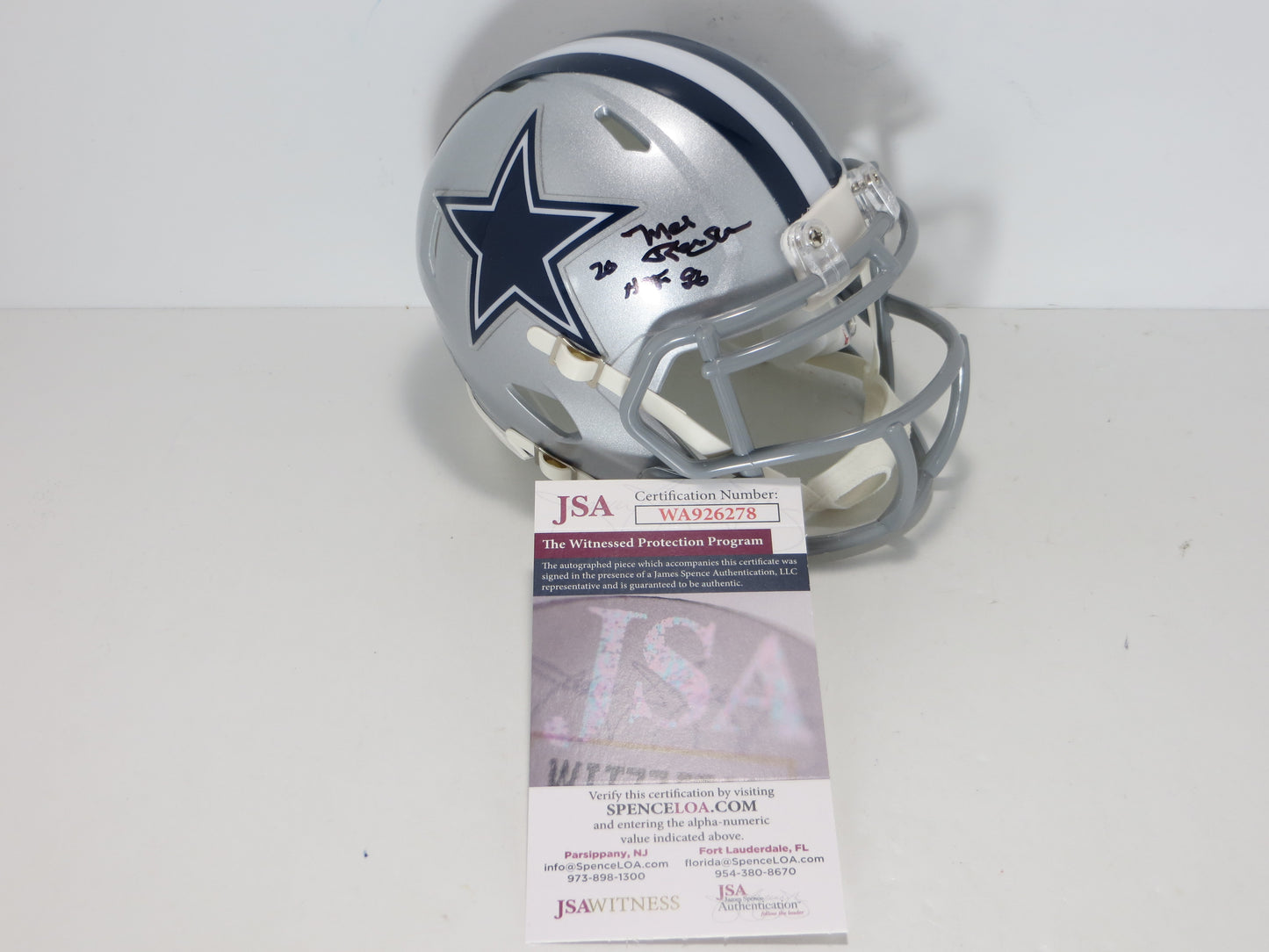 MEL RENFRO DALLAS COWBOYS SIGNED Mini Helmet w/HOF 06 JSA COA