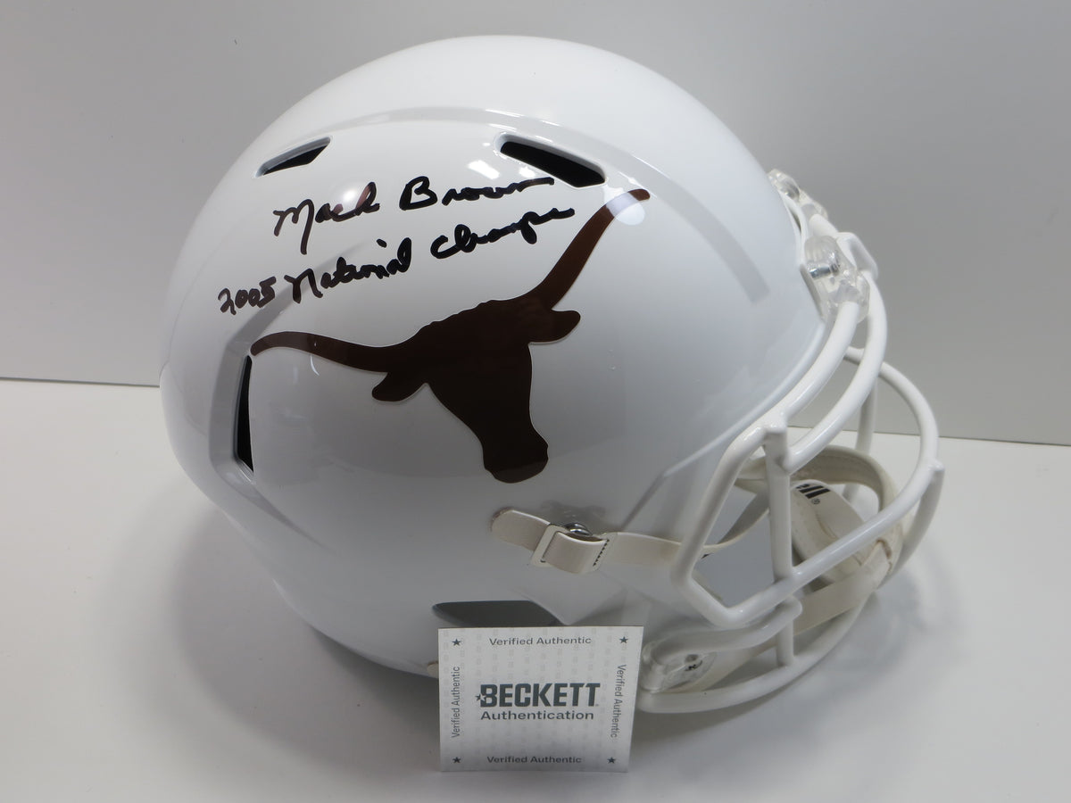 MACK BROWN SIGNED TEXAS LONGHORNS RIDDELL FULL SIZE HELMET w/2005Champs BAS