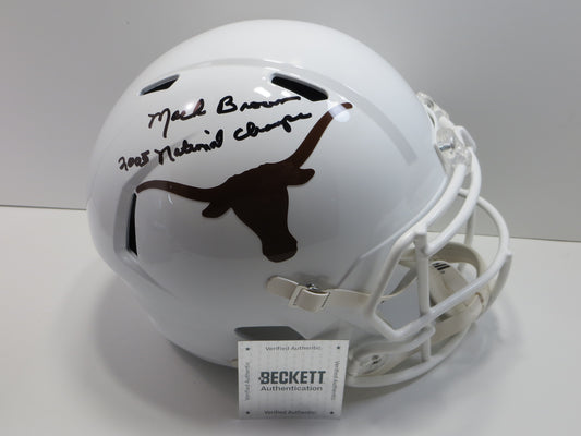 MACK BROWN SIGNED TEXAS LONGHORNS RIDDELL FULL SIZE HELMET w/2005Champs BAS