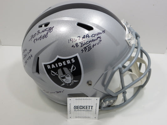 FRED BILETNIKOFF OAKLAND RAIDERS SIGNED RIDDELL FULL SIZE HELMET w/8 INSC BAS