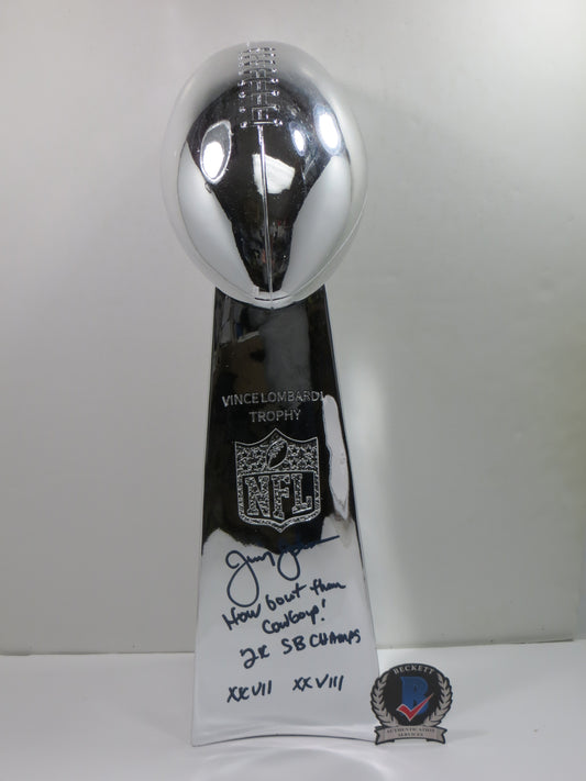 JIMMY JOHNSON SIGNED LOMBARDI TROPHY w/2Inscriptions Dallas Cowboys BAS COA