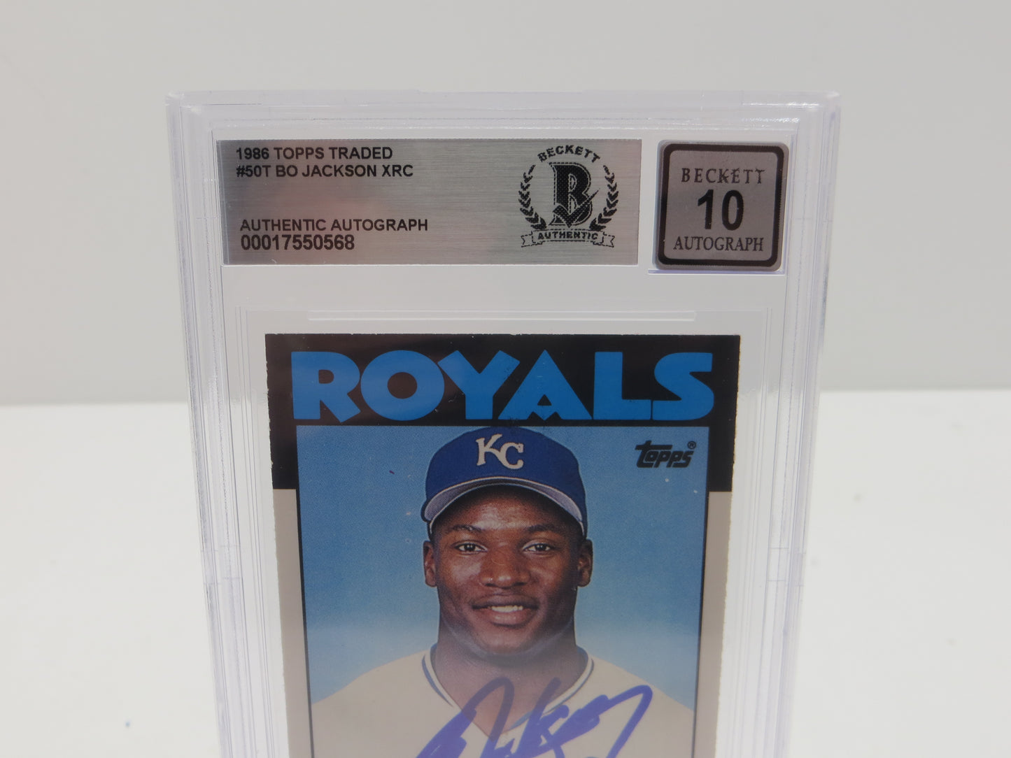 BO JACKSON SIGNED 1986 TOPPS TRADED #50T KC ROYALS BGS BAS SLAB AUTO 10
