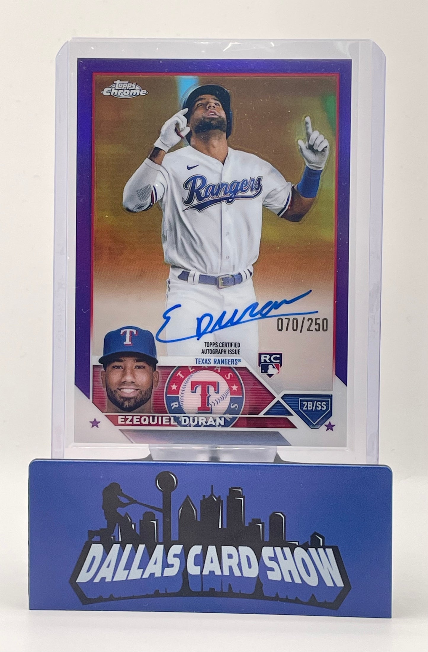 2023 Topps Chrome #RA-EDU Ezequiel Duran Purple Rookie Autograph /250
