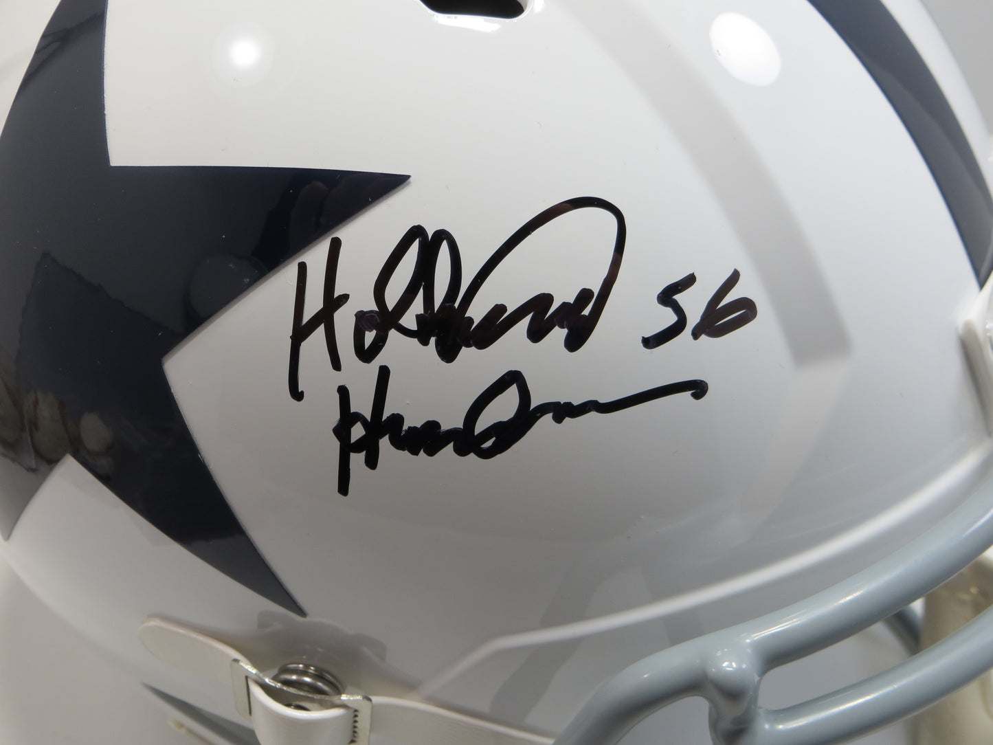 THOMAS HOLLYWOOD HENDERSON SIGNED DALLAS COWBOYS FULL SIZE WHITE THROWBACK HELMET BAS