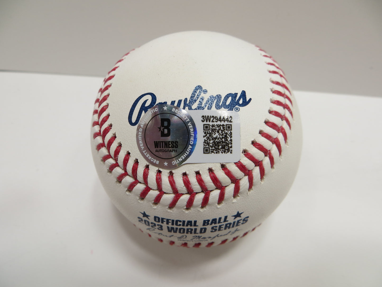 JOSH SMITH TEXAS RANGERS SIGNED OFFICIAL 2023 WORLD SERIES BASEBALL w/INSC BAS