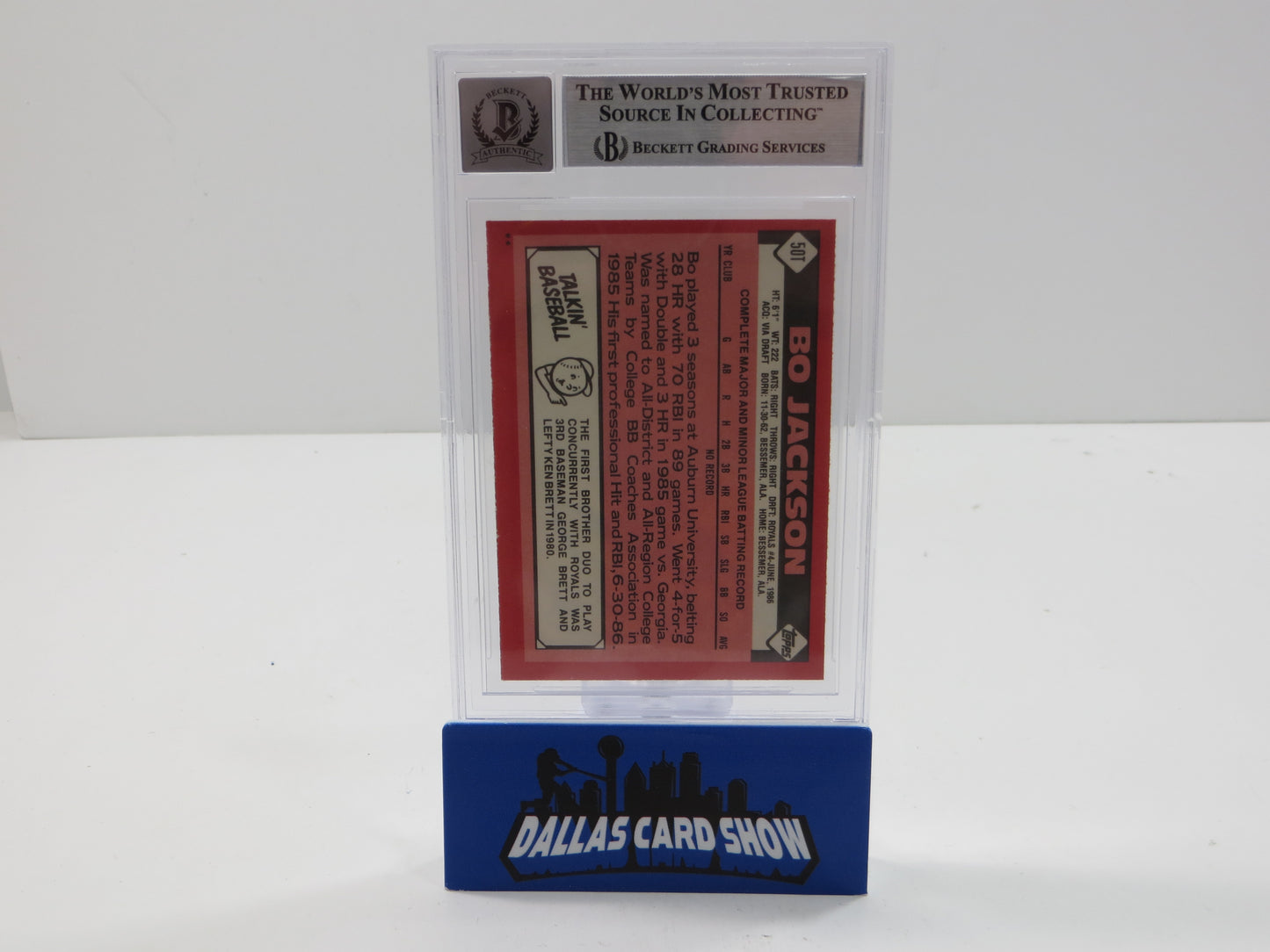 BO JACKSON SIGNED 1986 TOPPS TRADED #50T KC ROYALS BGS BAS SLAB AUTO 10