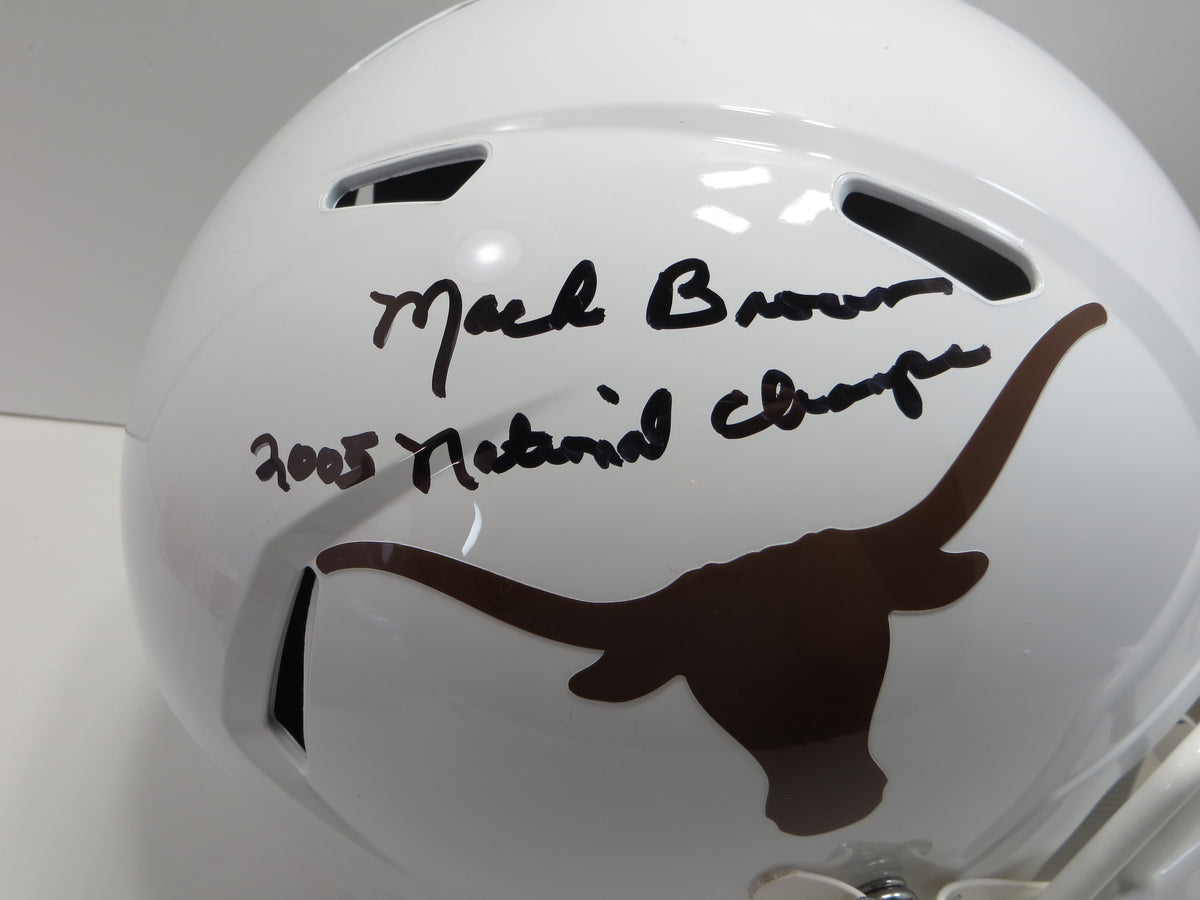 MACK BROWN SIGNED TEXAS LONGHORNS RIDDELL FULL SIZE HELMET w/2005Champs BAS