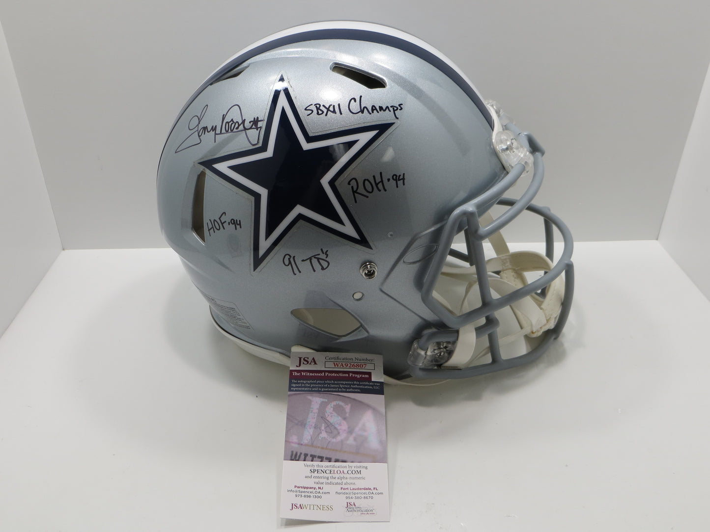 TONY DORSETT SIGNED DALLAS COWBOYS RIDDELL F/S Authentic HELMET w/4 INSCs JSA