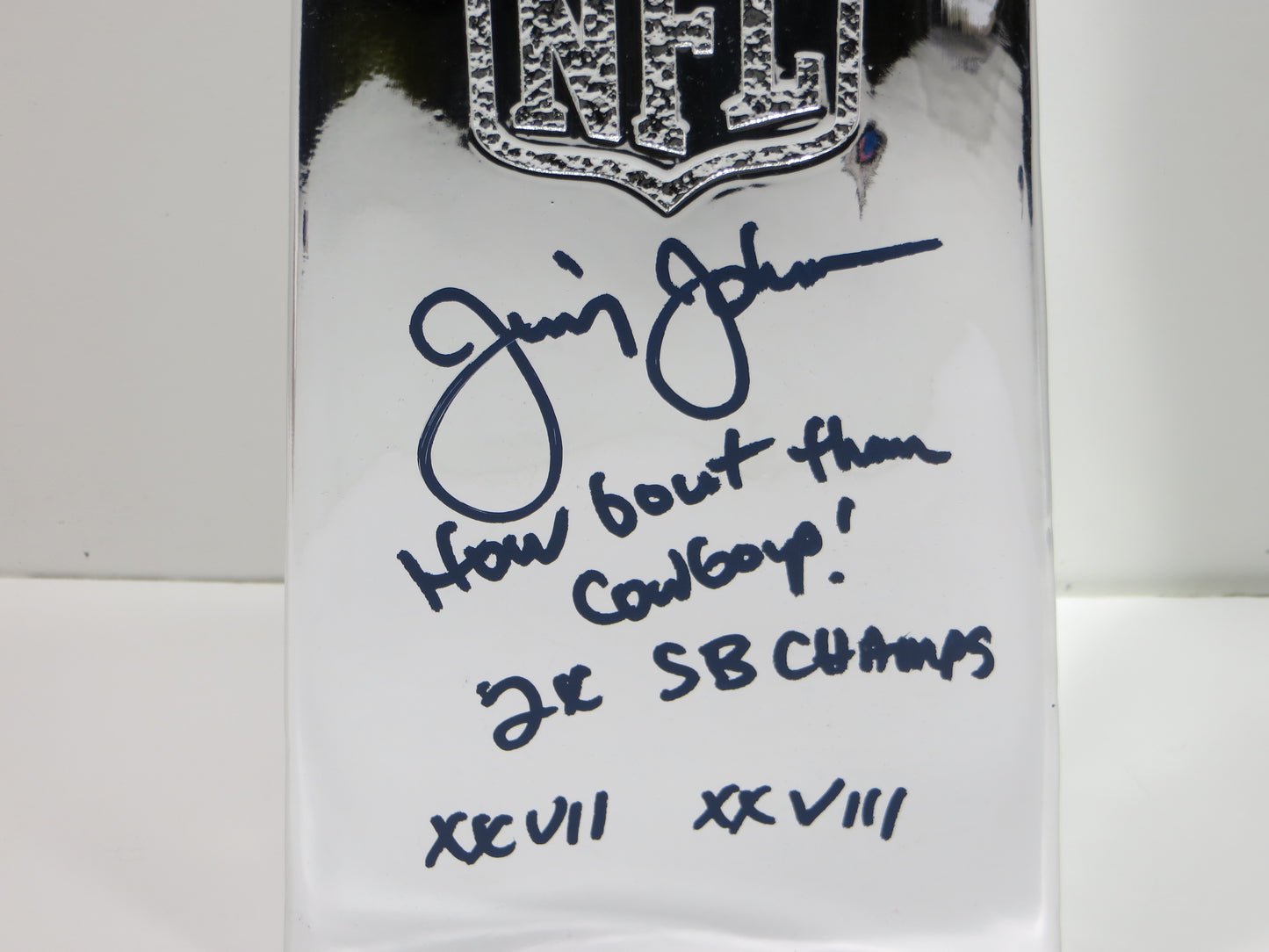 JIMMY JOHNSON SIGNED LOMBARDI TROPHY w/2Inscriptions Dallas Cowboys BAS COA